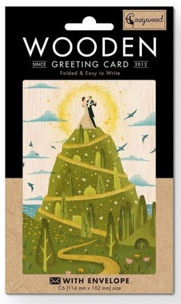 Karnet drewniany C6 + koperta Ślub Wzgórze miłości