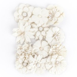 Kwiaty papierowe gotowe białe 4 cm 12szt