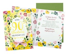 Karnet B6 Urodziny 90 (kwiaty)