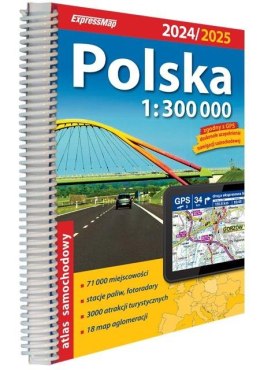 Polska Atlas Samochodowy 1:300 000 2024/2025 w.2