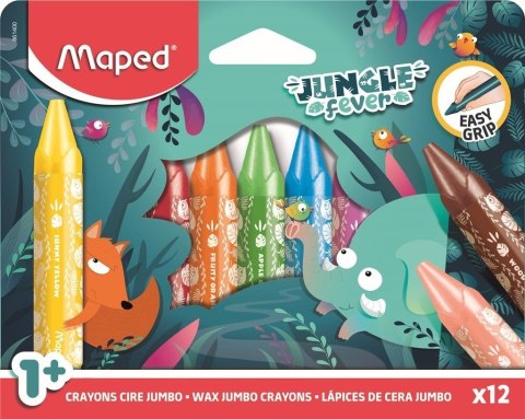 Kredki Jumbo Jungle Fever świecowe 12szt MAPED