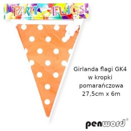 Girlanda flagi w kropki pomarańczowa 27.5cmx6m