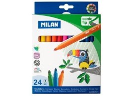 Flamastry ze stożkową końcówką 24 kolory MILAN