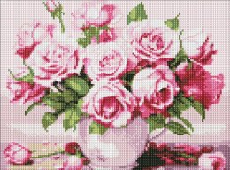 Diamentowa mozaika - Różowe róże 30x40cm